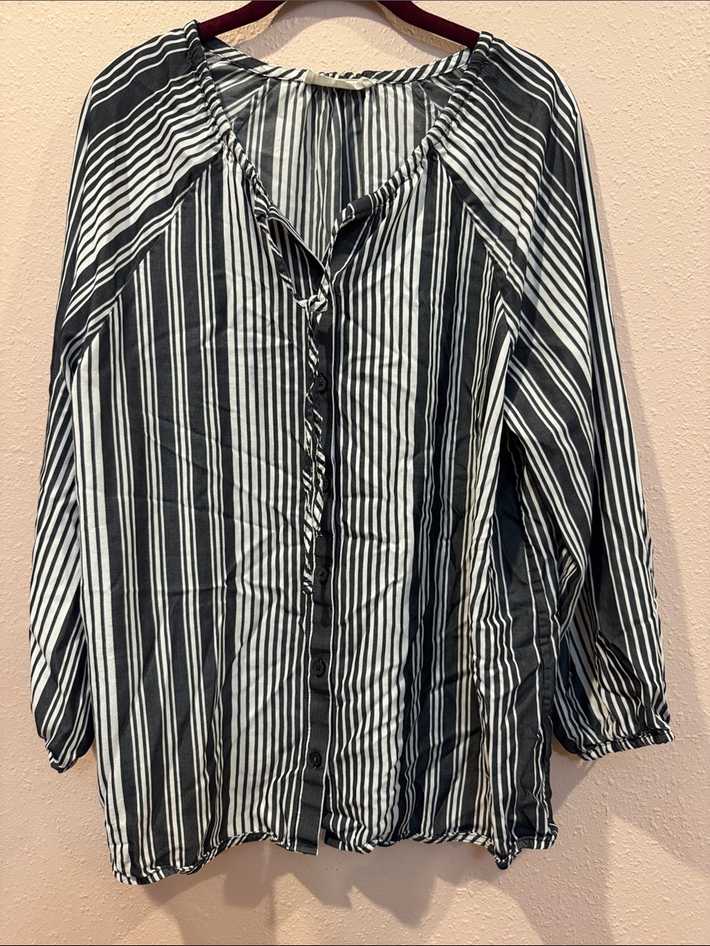 Everlane Oversized Black & White Striped Button-Down Blouse